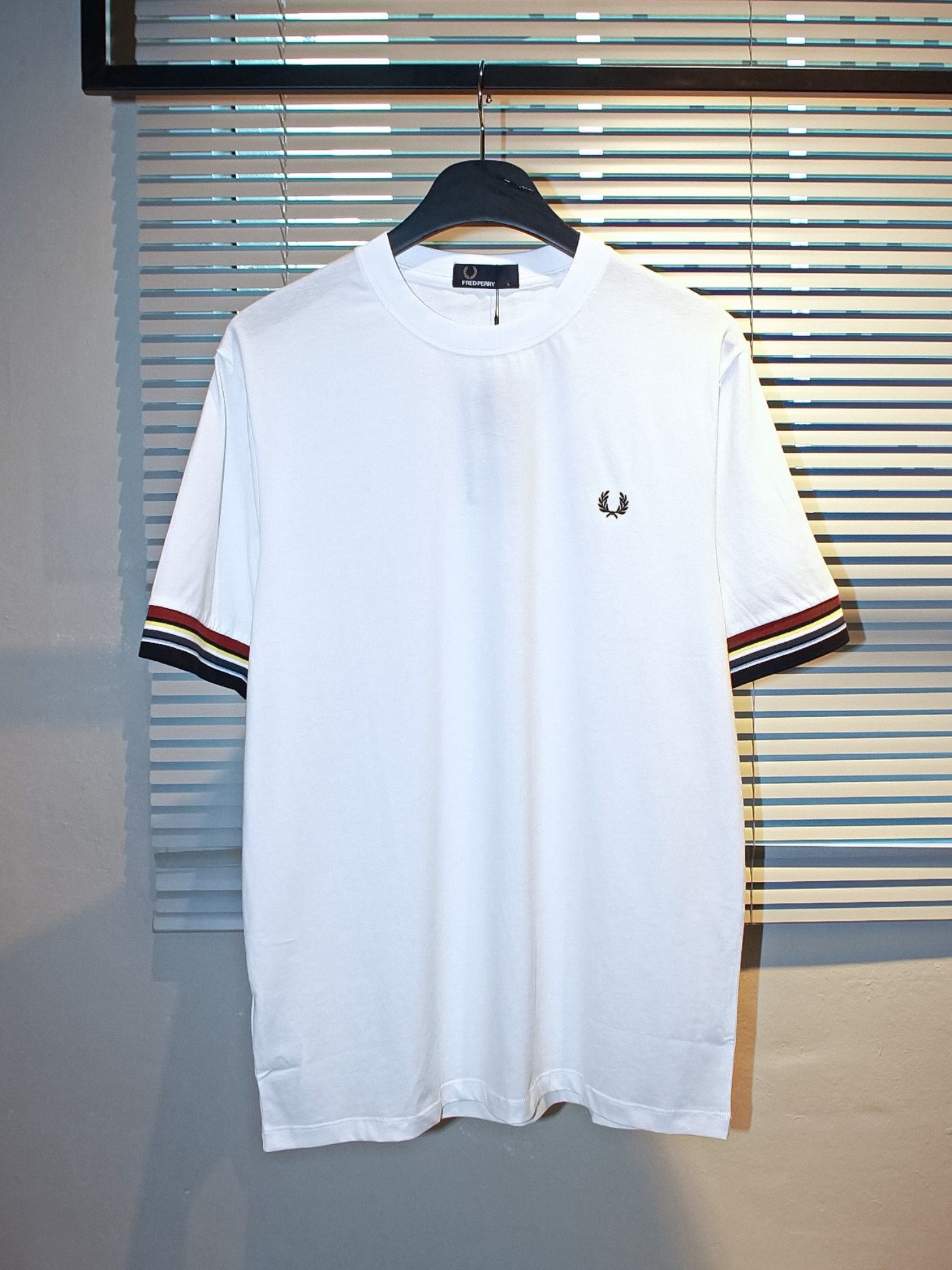 [Fred Perry] Striped Cuff T-Shirt - Snow White
