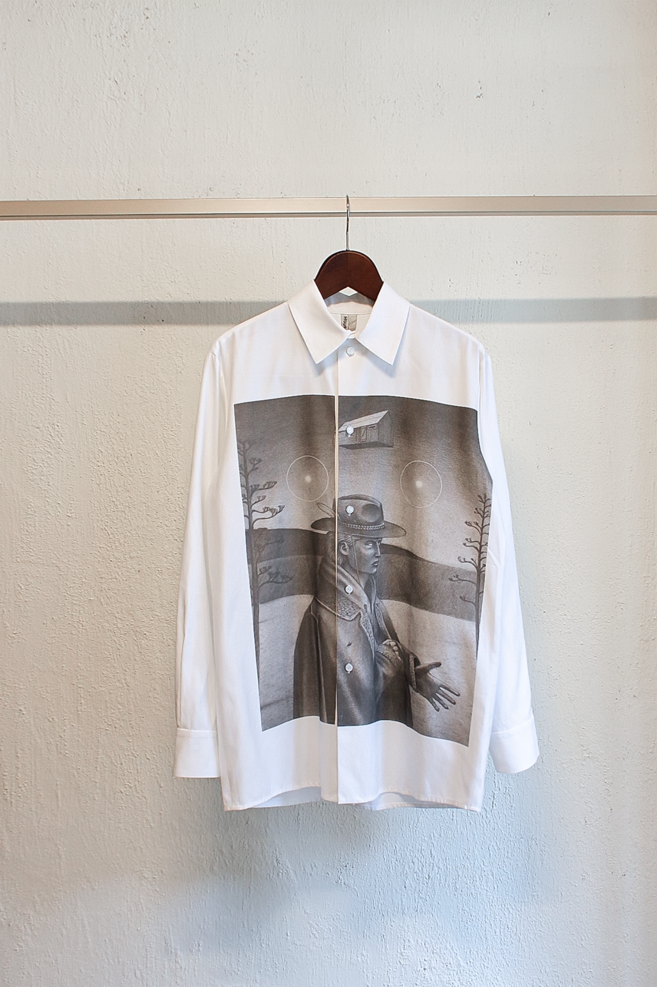 [HOUSE OF LEO] White Cotton Shirt with “COWBOY” Print