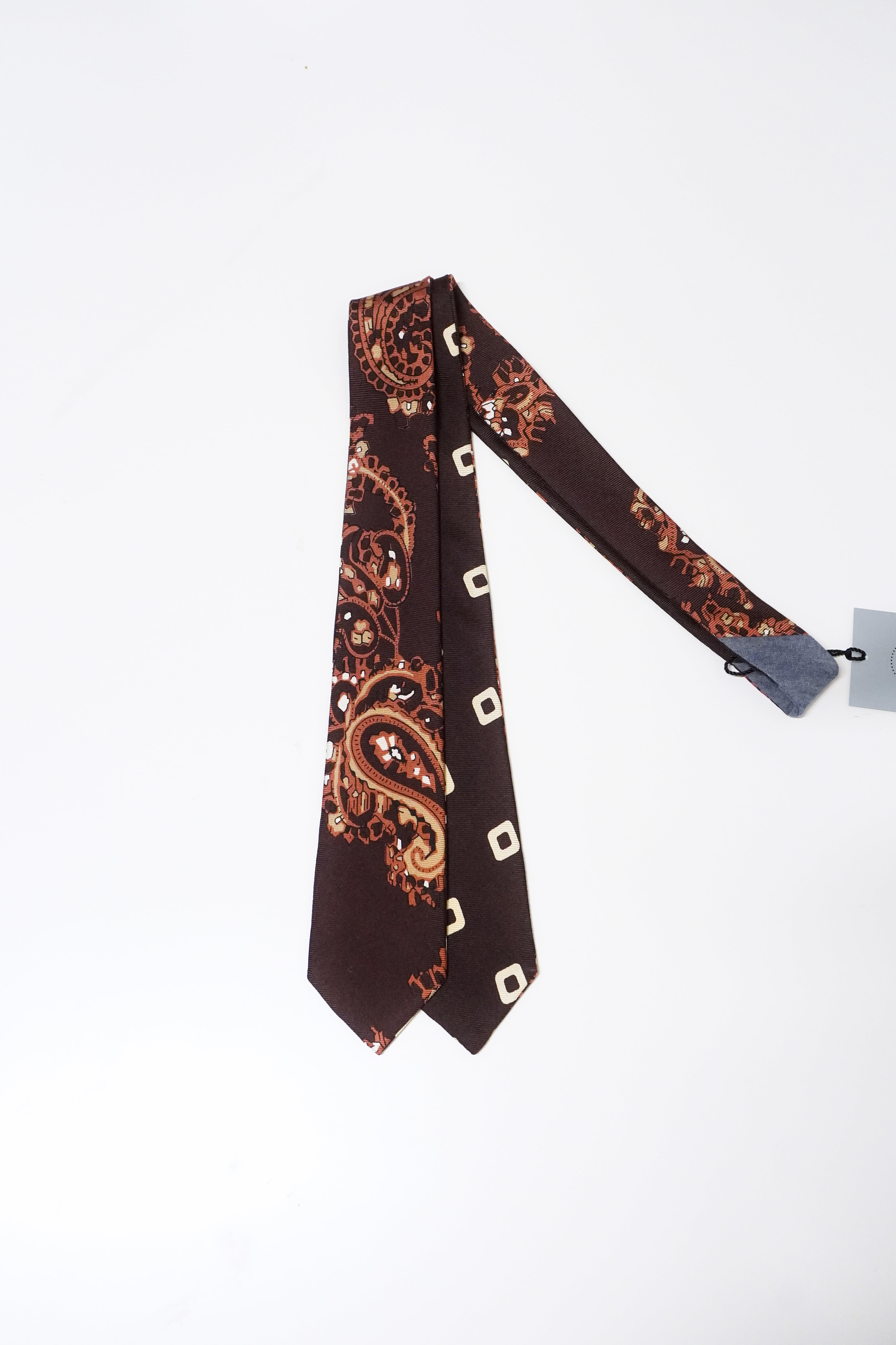 [KENNETH FIELD] 2 Face Tie Paisley/Small Print –Brown