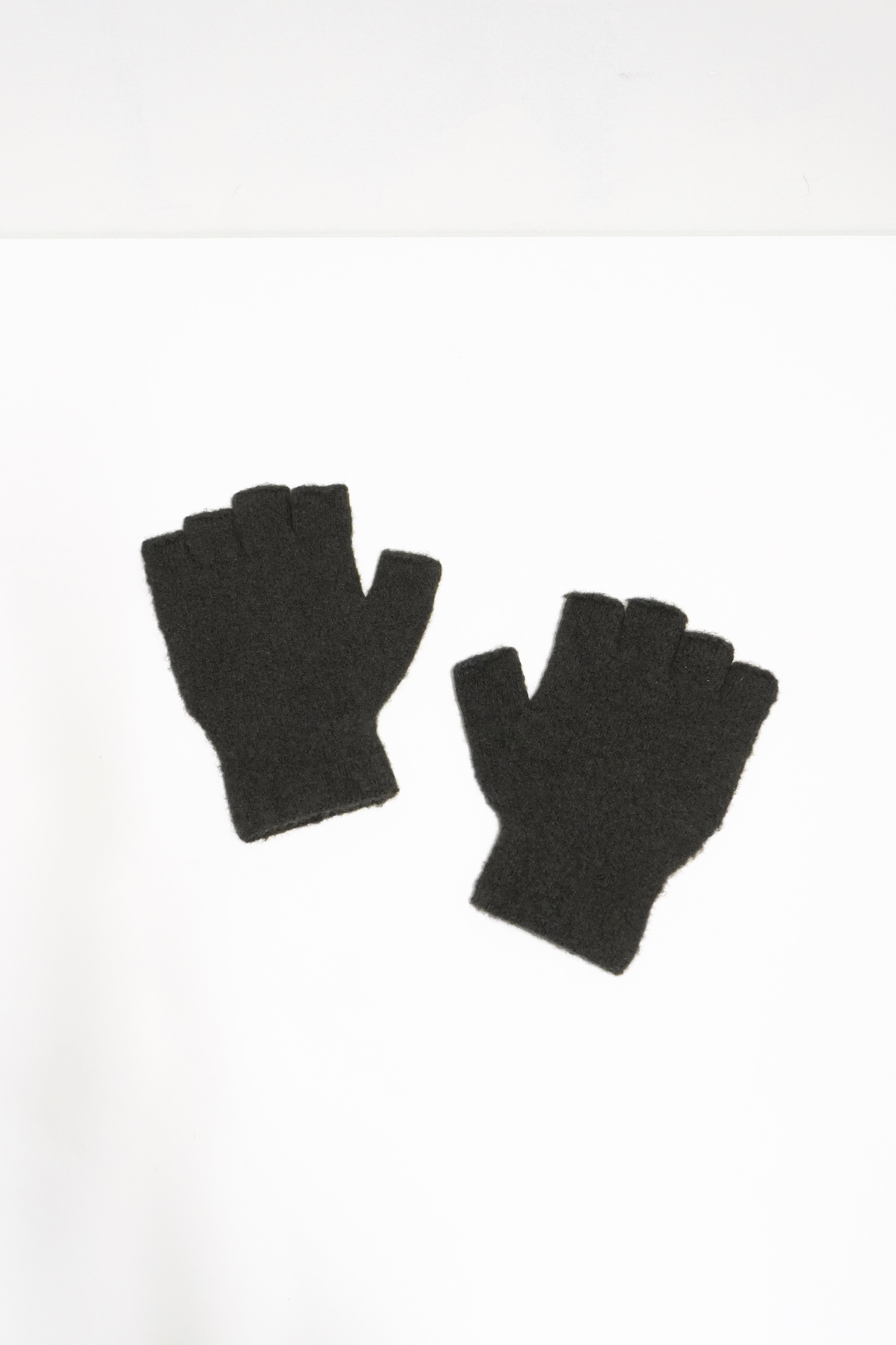 [SCHNAYDERMAN&#039;S] Half Finger Gloves Wool Cashmere – Dark Green