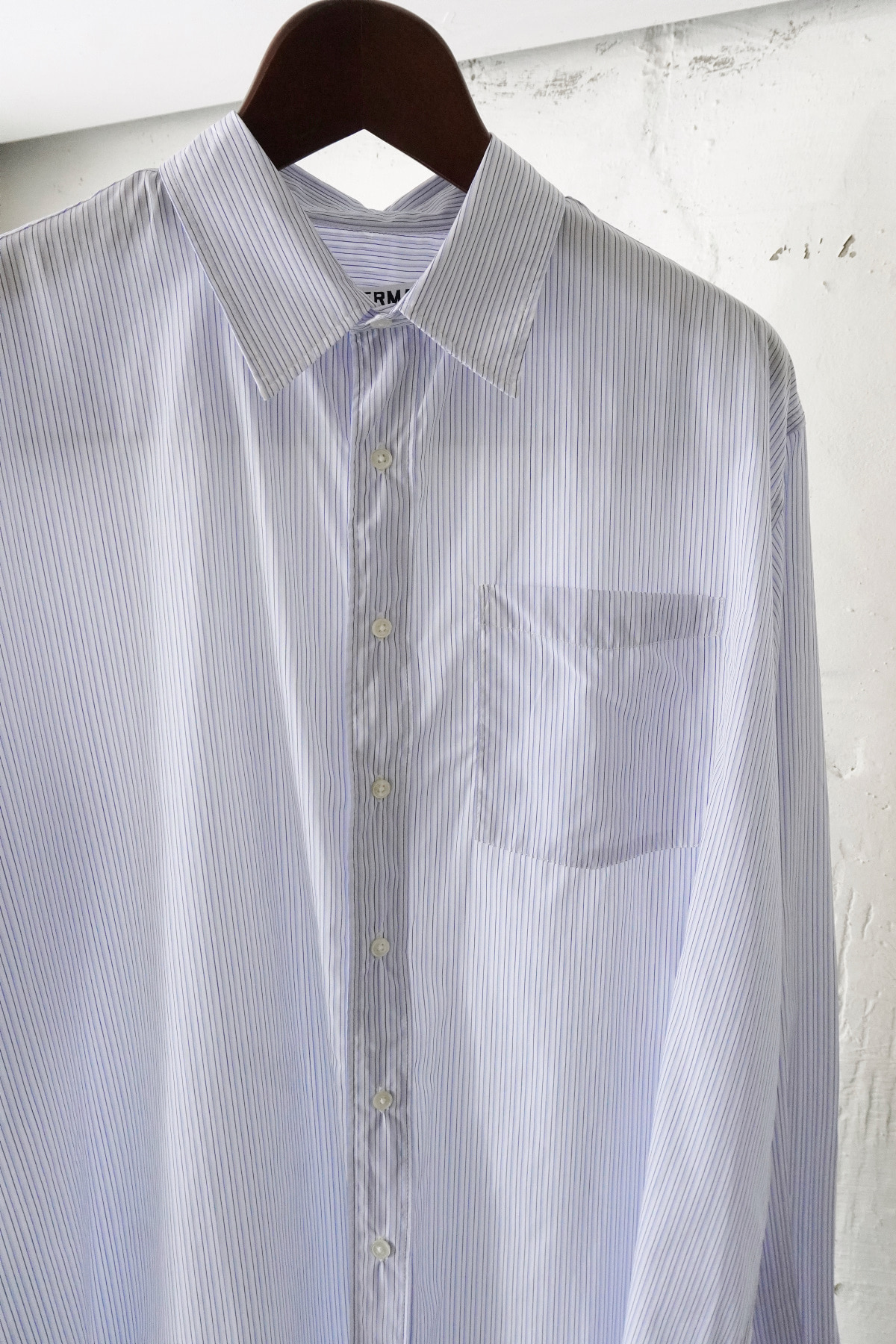 [SCHNAYDERMAN&#039;S] Shirt Non-Binary Narrow Stripe – Blue and White
