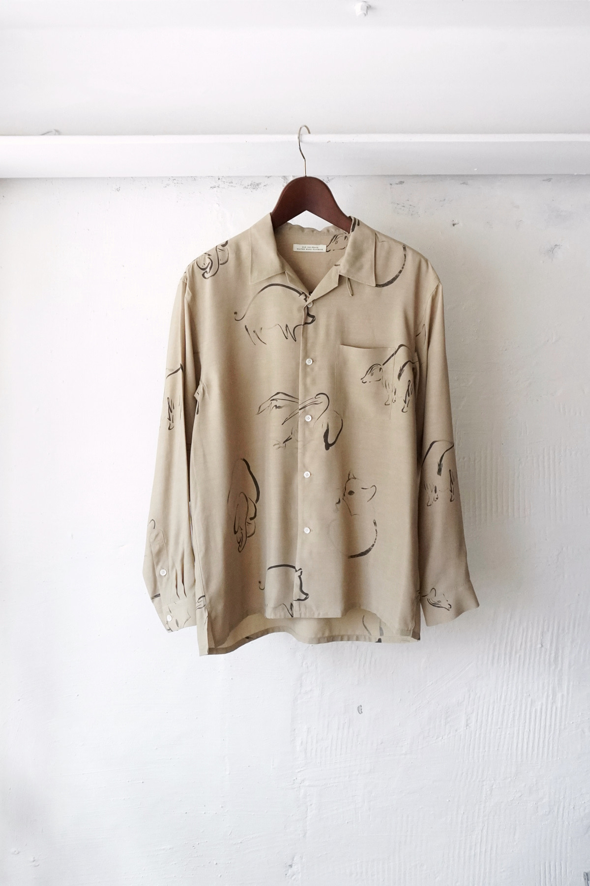 [OLD JOE BRAND] Original Printed Open Collar Shirts(Drawing) Long Sleeve – Dune
