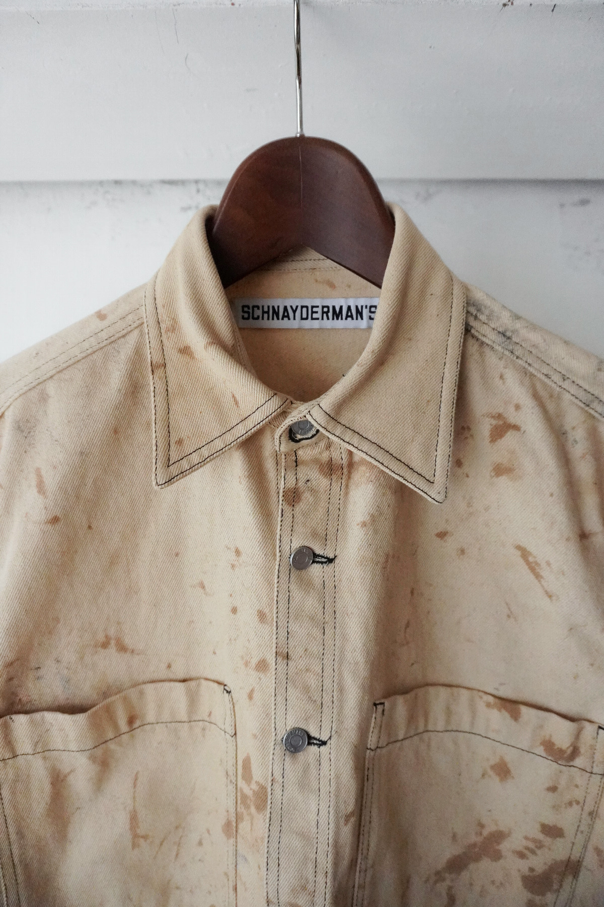 [SCHNAYDERMAN&#039;S] Overshirt Workwear Stained - Off White and Beige