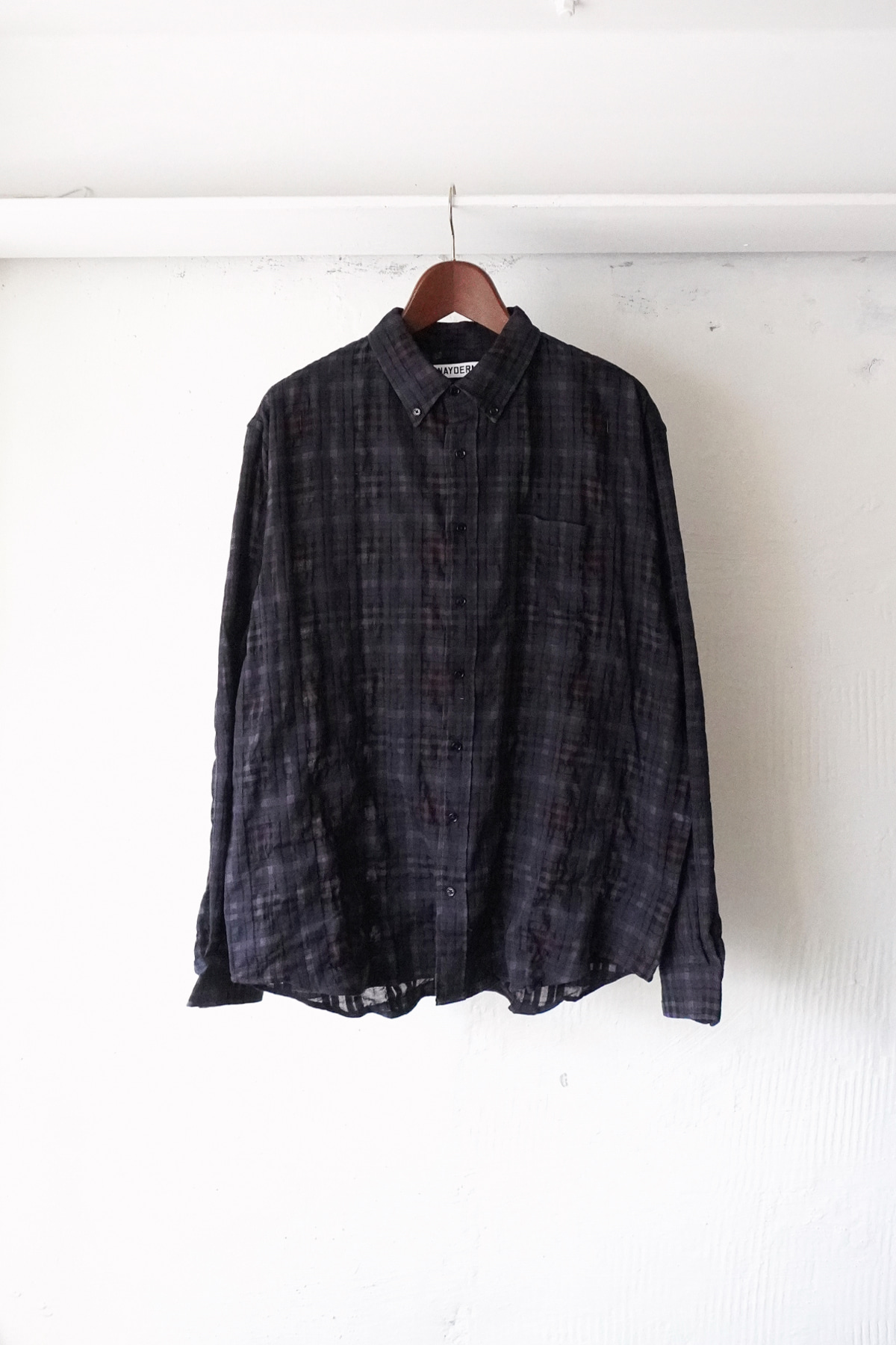[SCHNAYDERMAN&#039;S] Shirt BD Non-Binary Sheer Check - Black and Raspberry