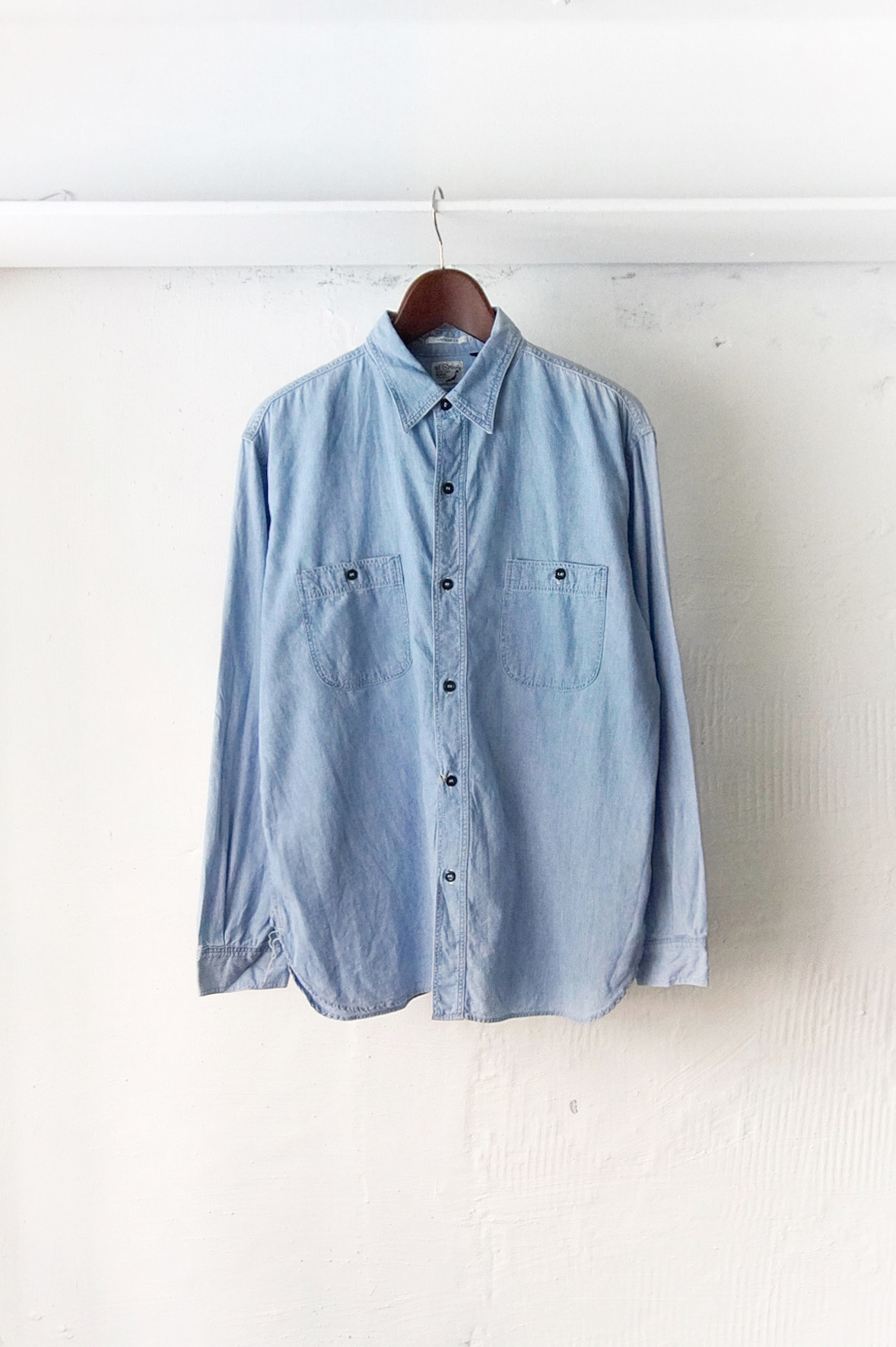 Restock! [ORSLOW]  Vintage Fit Chambray Work Shirt Used Wash