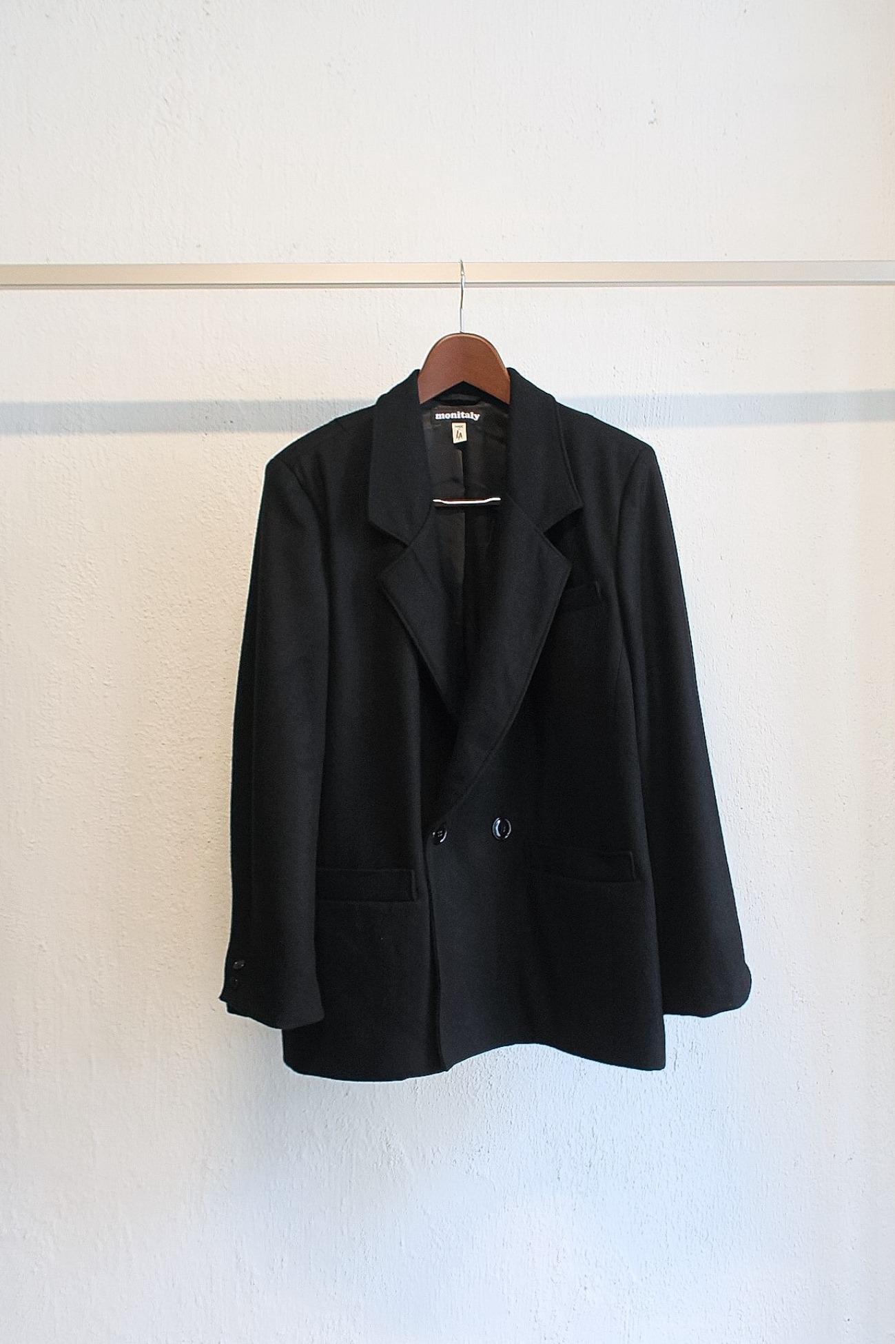 [Monitaly] Mickey Jacket - Wool Flannel Solid Black