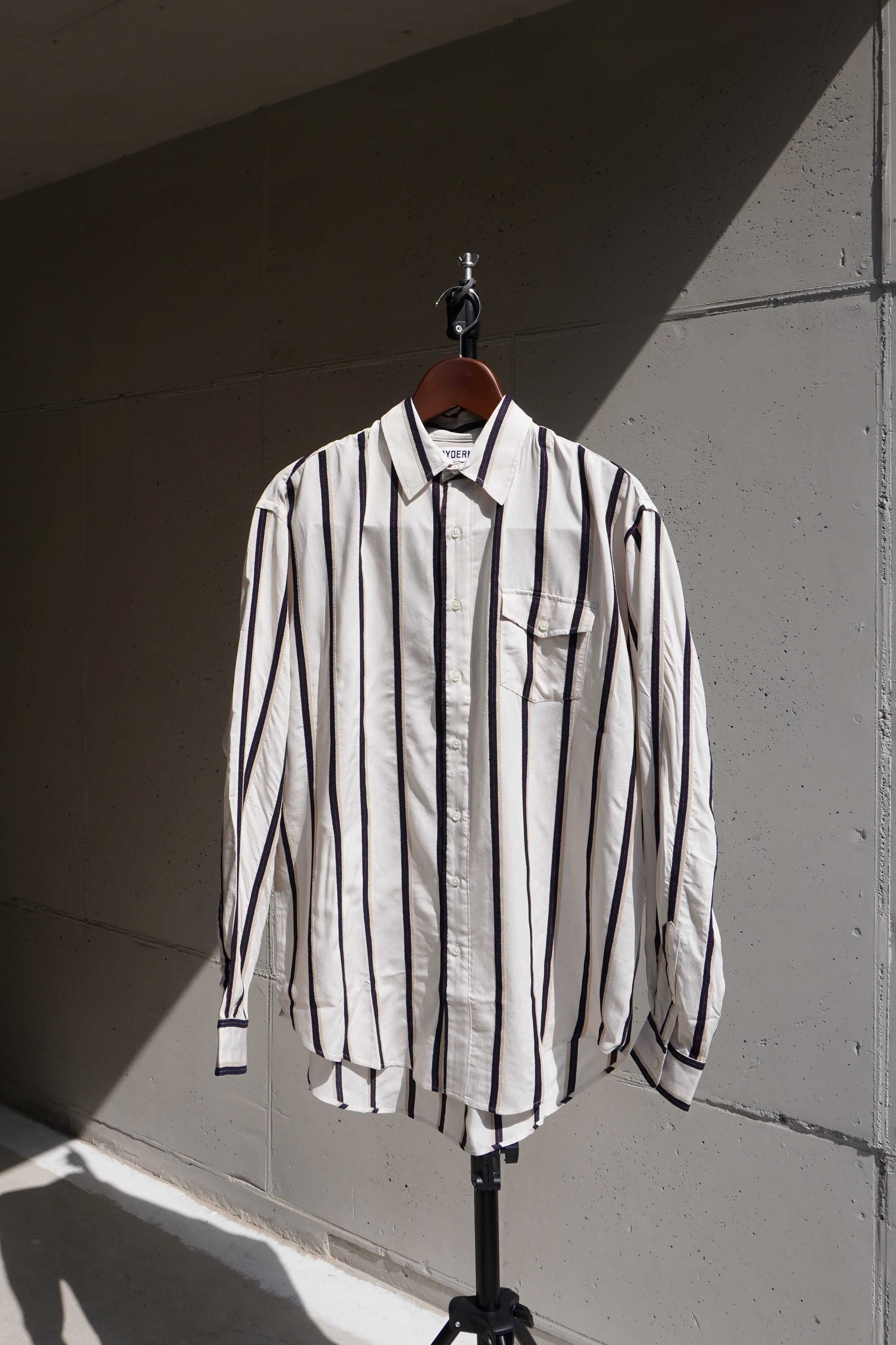 [SCHNAYDERMAN&#039;S] Shirt Oversized Viscose Silk Terry Stripe – Cream, Blue and Red