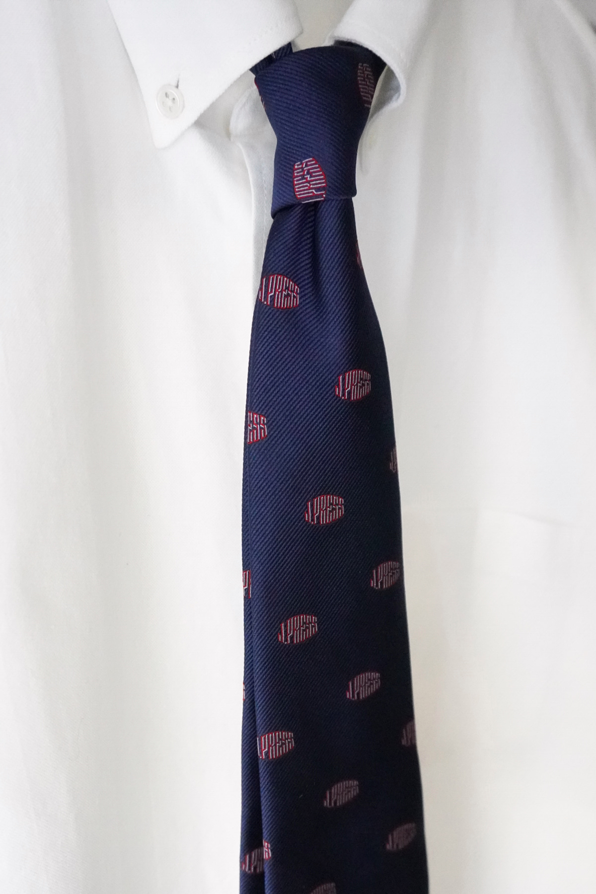 [J.PRESS] Silk Rep Logo Tie - Navy