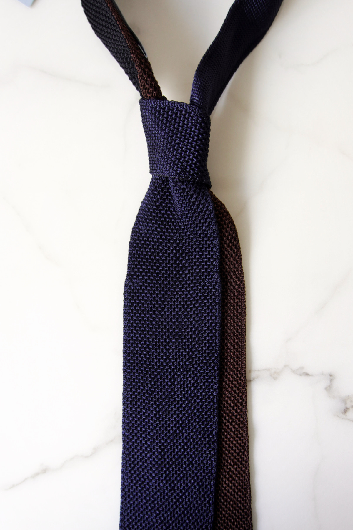 [KENNETH FIELD] 4 Face Silk  Knitted  Solid Tie - Black/Navy/Choco/Black